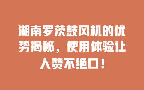 湖南羅茨鼓風機的優(yōu)勢揭秘,使用體驗讓人贊不絕口! 一