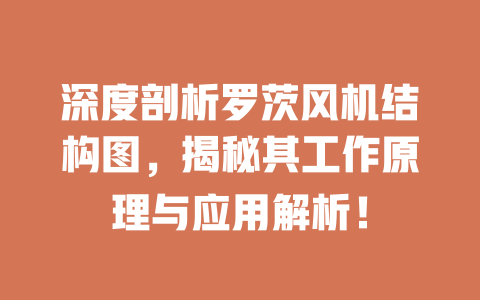 深度剖析羅茨風機結構圖,揭秘其工作原理與應用解析! 一