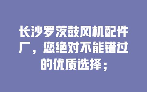 長沙羅茨鼓風機配件廠,您絕對不能錯過的優質選擇; 一