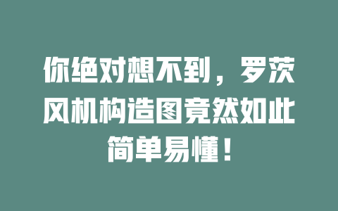 你絕對想不到,羅茨風機構造圖竟然如此簡單易懂! 一