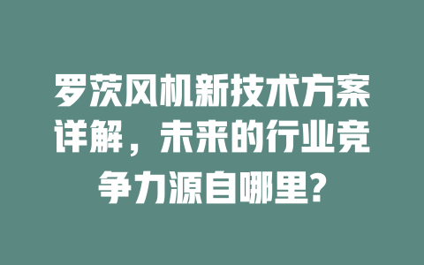 羅茨風機新技術方案詳解，未來的行業競爭力源自哪里? 一